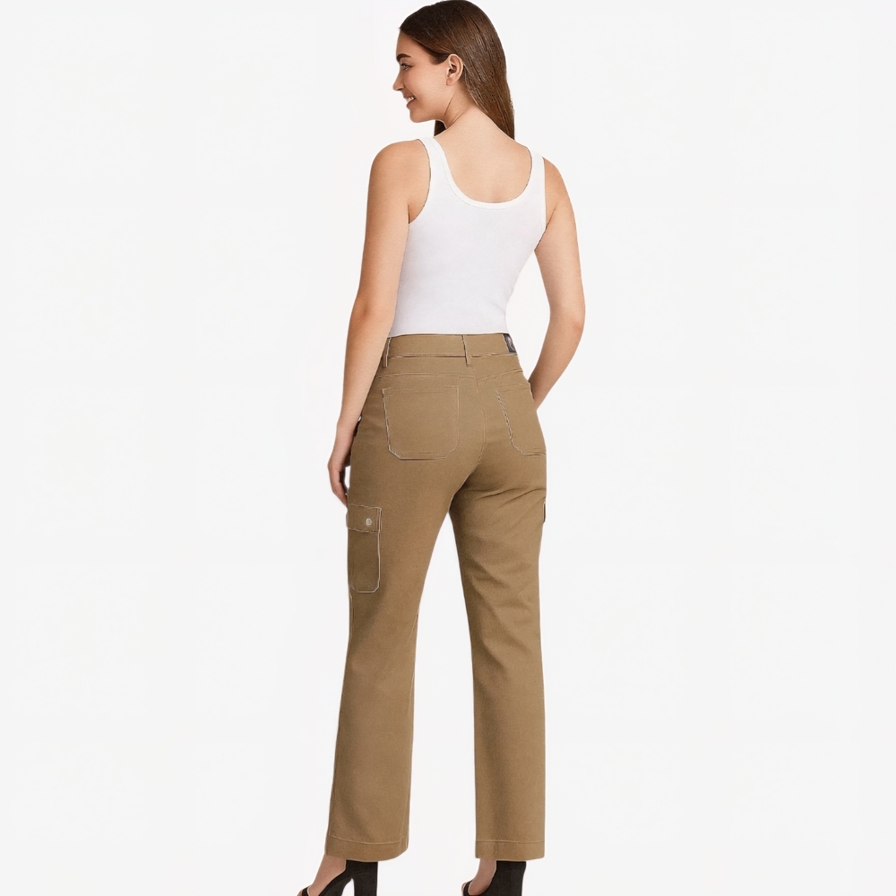 Gloria Vanderbilt Wide-Leg Cargo Pants in Khaki - Picture 2 of 8